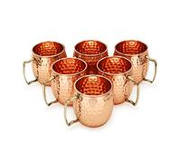 Zap Impex Mug MP de Moscou en cuivre martelé Pur en cuivre martelé, idéal pour Les Boissons rafraîchissantes ou la Maison Grand Ensemble Cadeau de 6
