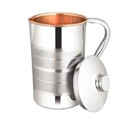 Zap impex Pichet à eau en cuivre de luxe en acier inoxydable avec intérieur et extérieur en cuivre pur 1600 ml pour servir la vaisselle domestique et cuisine