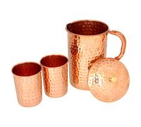 Zap Impex Pichet en cuivre martelé avec 2 verres en cuivre pour des bienfaits pour la santé Pichet à eau en cuivre 1600 ml Marron