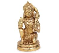 Zap Impex Statue de bénédiction Hanuman en laiton fabriquée à la main - Idole de Lord Hanuman - Décoration pour la maison, le temple ou le bureau - Finition or antique