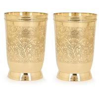 Zap Impex Tasse en verre fabriquée à la main avec gaufrage en laiton - Vaisselle élégante d'inspiration vintage pour la maison et les occasions spéciales (2)