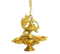 ZAP Impex traditionnel Paon 4 en 1 en laiton à suspendre Diya avec chaîne de 38,1 cm | Deepak | lampe à huile | Décoration intérieure | Spritiual Cadeau