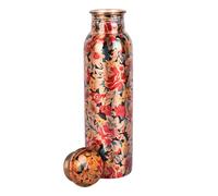 Zap Impex Travellers Gourde en cuivre pur Design graphique pour avantages ayurvédiques Bouteille d'eau sans joint