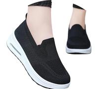 Zapatillas Casuales Con Plataforma, Suela gruesa, Sin Cordones, cómodas Para el día a día, fáciles de poner, Con buen soporte y diseño Elegante. (Black, 38)