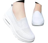 Zapatillas Casuales Con Plataforma, Suela gruesa, Sin Cordones, cómodas Para el día a día, fáciles de poner, Con buen soporte y diseño Elegante. (White, 39)