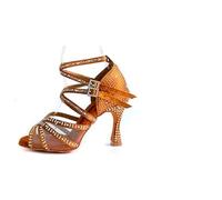 Zapatos De Baile Latino Strass Chaussures Danse Latine Semelle Intérieure Souple Extérieure en Daim Salsa Bachata Latines for Les Femmes(10cm,35)