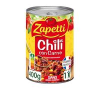 ZAPETTI - Chili Con Carne Savoureux au Bœuf, Riche en Saveurs Épicées, Prêt à Déguster (400g) - Le lot de 4