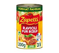 ZAPETTI - Ravioli Familial au Bœuf, Savoureux et Généreux pour Repas Convivial (Boîte 1,2kg) - Le lot de 3