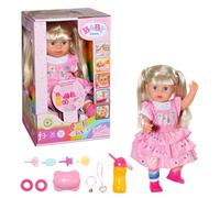 Zapf Creation 834916 Baby Born Kindergarten Little Sister 36 cm große Puppe mit 7 lebensechten Funktionen, Langen blonden Haaren und 11 Accessoires.