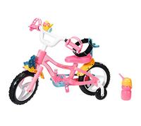 Zapf Creation 835210 Baby Born Fahrrad- Rosa Puppenfahrrad für 43cm große Puppen mit Stützrädern, Schlaufen und Sicherheitsgurt, Blinklicht, Hupe und Flasche.