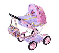 Zapf Creation Baby Born Deluxe Pram for 43 cm Dolls - Easy for Small Hands, Creative Play Promotes Empathy and Social Skills, for Toddlers 3 Years and Up - Includes Changing Bag and Shopping Basket