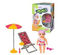 Zapf Creation Baby Born Minis Set été avec Mini-Figurine Lara | Chaise longue, mini-figurine Lara, coffret de jeu d'été, jouet à collectionner