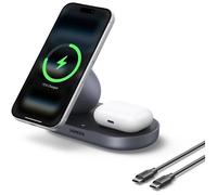 Zapix Chargeur Induction 2 En 1 Qi2 MagSafe 15W Pour iPhone, Station De Charge Sans Fil Rapide Gris