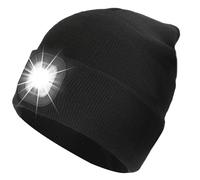 ZAPLIT Bonnet à DEL avec lumière, lampe frontale mains libres rechargeable par USB, 3 modes d'éclairage - Bonnet tricoté chaud - Pour la promenade du chien, la course à pied, le camping - Gadgets pour