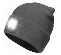 ZAPLIT Bonnet à DEL avec lumière, lampe frontale mains libres rechargeable par USB, 3 modes d'éclairage - Bonnet tricoté chaud - Pour la promenade du chien, la course à pied, le camping - Gadgets pour