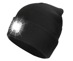 ZAPLIT Bonnet à DEL avec lumière, lampe frontale mains libres rechargeable par USB, 3 modes d'éclairage - Bonnet tricoté chaud - Pour la promenade du chien, la course à pied, le camping - Gadgets pour