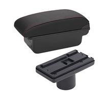 ZAPORA Facile à Installer Boîte D'accoudoir De Voiture pour Seat pour Ibiza 6j 6L Boîte De Rangement De Contenu Central avec Porte-gobelet Cendrier Accessoires Intérieurs USB(C1 Black Red NO USB)