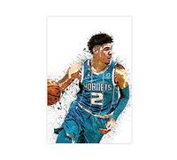 ZAPORA Lamelo - Poster sur toile avec ballon de basket-ball (2) - Décoration pour chambre à coucher, bureau, chambre - Cadeau sans cadre - 50 x 75 cm