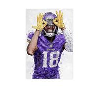 ZAPORA Poster de sport Justin Jefferson 1 sur toile - Décoration pour chambre à coucher, bureau, chambre - Cadeau - Sans cadre - 30 x 45 cm