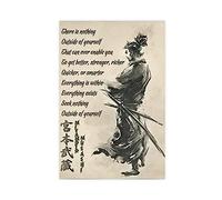 ZAPORA Poster sur toile de style japonais Miyamoto Musashi - Décoration pour chambre à coucher, bureau, chambre - Cadeau - Sans cadre - 60 x 90 cm
