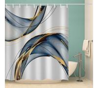 ZAPOXO Rideau de douche de salle de bain géométrique formes fluides - Art abstrait - Rideau de bain en polyester imperméable - 120 x 150 cm (l x H)
