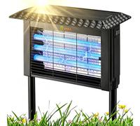 Zapper solaire anti-moustiques d'extérieur - 4500 V sans fil avec contrôle de détection de pluie, panneau solaire 10 W et capteur de lumière intelligent, lumières d'allée 2 en 1 et tue-mouches pour
