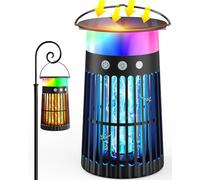 Zapper solaire anti-moustiques d'extérieur avec flamme et lumière RVB, 4200 V haute puissance, étanche IPX5, piège à insectes électrique portable pour intérieur et extérieur, pour terrasse, jardin