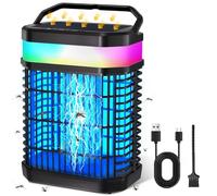 Zapper solaire anti-moustiques pour extérieur et intérieur, rechargeable avec lumière RVB, piège à mouches portable sans fil USB, 4000 V pour terrasse, jardin, camping