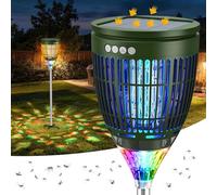 Zapper solaire d'extérieur Jinyeda 4200 V avec projecteur RVB et lumières de flamme, tueur de moustiques sans fil, rechargeable par USB, étanche, décoration pour terrasse, jardin, cour