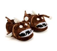 Zappi Co Chaussons d'intérieur doux et confortables pour enfants avec motif animal 3D pour garçons et filles, Poisson pêcheur, 31/32 EU