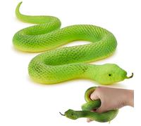 Zappi Co Figurine serpent réaliste verte en forme de feuille de bambou - Jouet en caoutchouc souple réaliste pour jeu de simulation, décoration d'Halloween et farces effrayantes