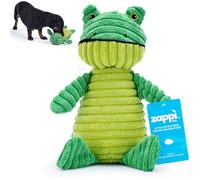 Zappi Co Grenouille en Peluche Verte avec couineur : Douce, côtelée, Jouet interactif pour Petits et Moyens Chiens.