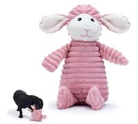 Zappi Co Jouet en Peluche pour Chien en Forme d'agneau Rose avec couineur : Design Doux et Durable, côtelé pour Plus d'amusement. Idéal pour Les Petits et Moyens Chiens.