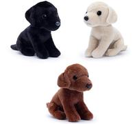 Zappi Co Labrador Lot de 3 peluches 15 cm - Chien en peluche labrador blanc, noir et marron