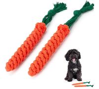 Zappi Co Lot de 2 Jouets à mâcher en Corde pour Chien en Forme de Carotte (22 cm) - Nettoyage Dentaire Durable et Dentition pour Chiens de Petite, Moyenne et Grande Taille
