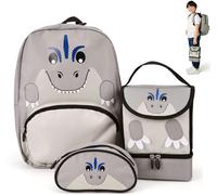 Zappi Co Team Zappi Co Baby Animal Backpack Set T-Rex (Backpack Lunch Box Pencil Case) Gris Taille unique Unisex