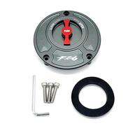 ZAPYVET For, FZ6 FZ6N toutes années couvercle de bouchon réservoir carburant CNC en aluminium accessoires moto sans clé 6 couleurs Serrure de bouchon de réservoir de moto(Gray and Red)