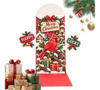 Zaqeio Carte de Noël 3D Scène festive multicouche à ouvrir, souvenir | Carte de Noël pour argent liquide et enveloppe à billets Pour fille et fils petite amie réunion à la maison étagère StyleB
