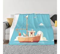 ZAQXSWCDEV A Ship On The Sea Surface Couverture en micropolaire ultra douce - Flanelle légère et résistante aux bouloches pour lit, canapé, camping et voyage - Disponible en quatre tailles avec une