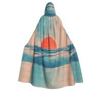 ZAQXSWCDEV Cape à capuche Sunrise By The Sea - Imprimé intégral, matériau polyester, confortable et durable, parfaite pour Halloween, cosplay, et plus encore