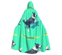 ZAQXSWCDEV Cape à capuche The Dog That Picks Up Frisbees - Motif imprimé intégral, matériau polyester, confortable et durable, parfaite pour Halloween, cosplay, et plus encore