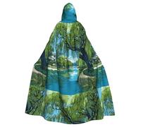 ZAQXSWCDEV Cape à capuche Willow Trees By The River - Imprimé intégral, matériau polyester, confortable et durable, parfaite pour Halloween, cosplay, et plus encore