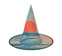 ZAQXSWCDEV Chapeau d'Halloween Sunrise By The Sea - Accessoire de costume effrayant avec motif imprimé complet - Chapeau de sorcière léger et pliable pour Halloween, carnaval, bal masqué et jeux de