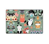 ZAQXSWCDEV Lovely Cartoon Cats Luxueux tapis de 152,4 x 99,1 cm - Impression sur toute la largeur d'un seul côté, tissu en flanelle douce, mousse à mémoire de forme haute densité, base antidérapante