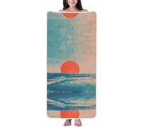 ZAQXSWCDEV Sunrise By The Sea Serviette de bain en velours corail - Serviette en velours ultra douce et absorbante pour la maison, le voyage, la plage et la piscine - Serviette en peluche légère avec