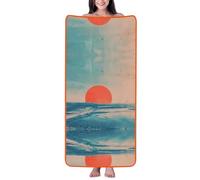 ZAQXSWCDEV Sunrise By The Sea Serviette de bain en velours corail - Serviette en velours ultra douce et absorbante pour la maison, le voyage, la plage et la piscine - Serviette en peluche légère avec