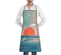 ZAQXSWCDEV Sunrise By The Sea Tablier entièrement imprimé en polyester, doux au toucher, résistant aux taches et à l'eau, convient pour les cuisines, les restaurants, les salons et plus encore, blanc