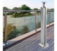 ZAQYCM Garde-Corps en Verre Panneau De Garde-Corps en Verre sans Cadre Base Transparente Argentée, Kits De Garde-Corps en Verre avec Joints Ajustables pour Escalier(Middle Post,70cm/27.5 in)