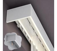 ZAQYCM Rail de Rideau Caisson De Cantonnière Occultant avec Rails, 15 14 13 12 10 9 8 7 6 5 4 3 2 M Corniche en Aluminium pour Fenêtres Et Portes Coulissantes, Blanc(Double Track,23ft/7m)