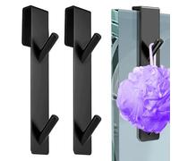 ZARADU 2 Pièces Crochet de Douche En Acier Inoxydable,Crochet pour Paroi de Douche,Crochets Porte de Bains Sans Perçage,Accroche Serviette Salle de Bain,pour Suspendre Set de Douche,Serviette(Noir)